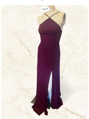 NWT Birdy Grey Cabernet Juliet Halter Maxi Dress with Slit- Small